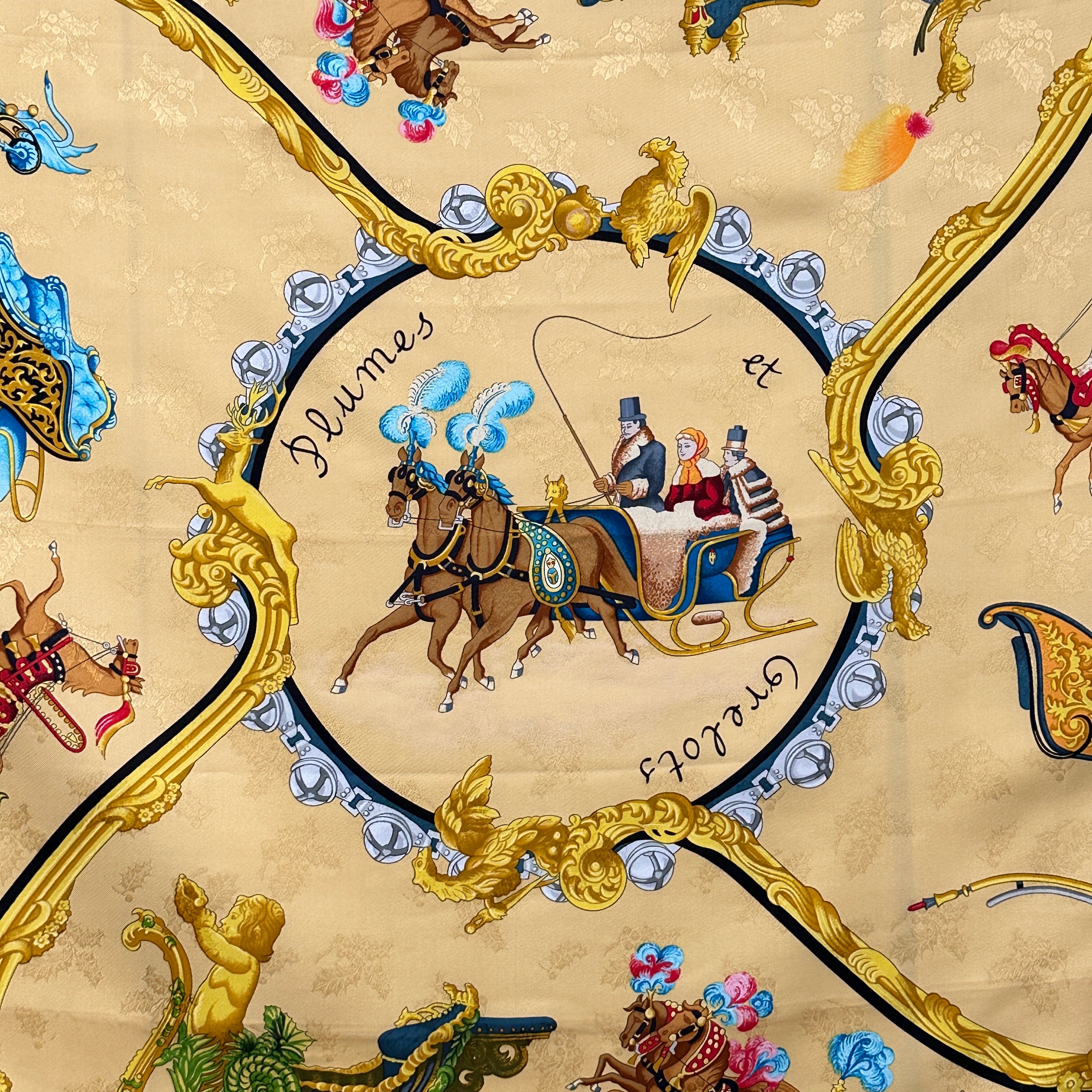 centre-du-foulard-dessin-traineau-tiré-par-2-chevaux