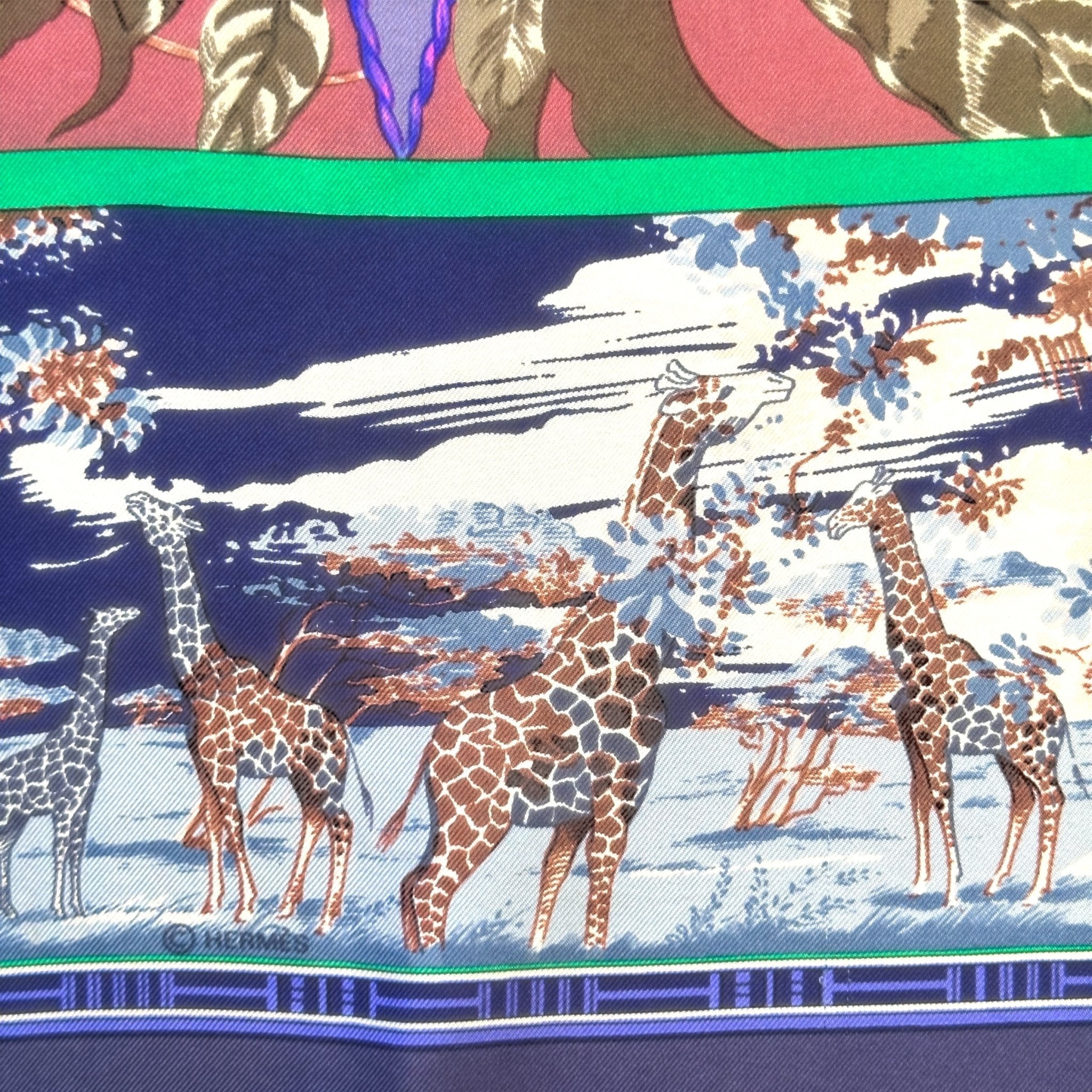 carre hermes tropiques dessin de girafes