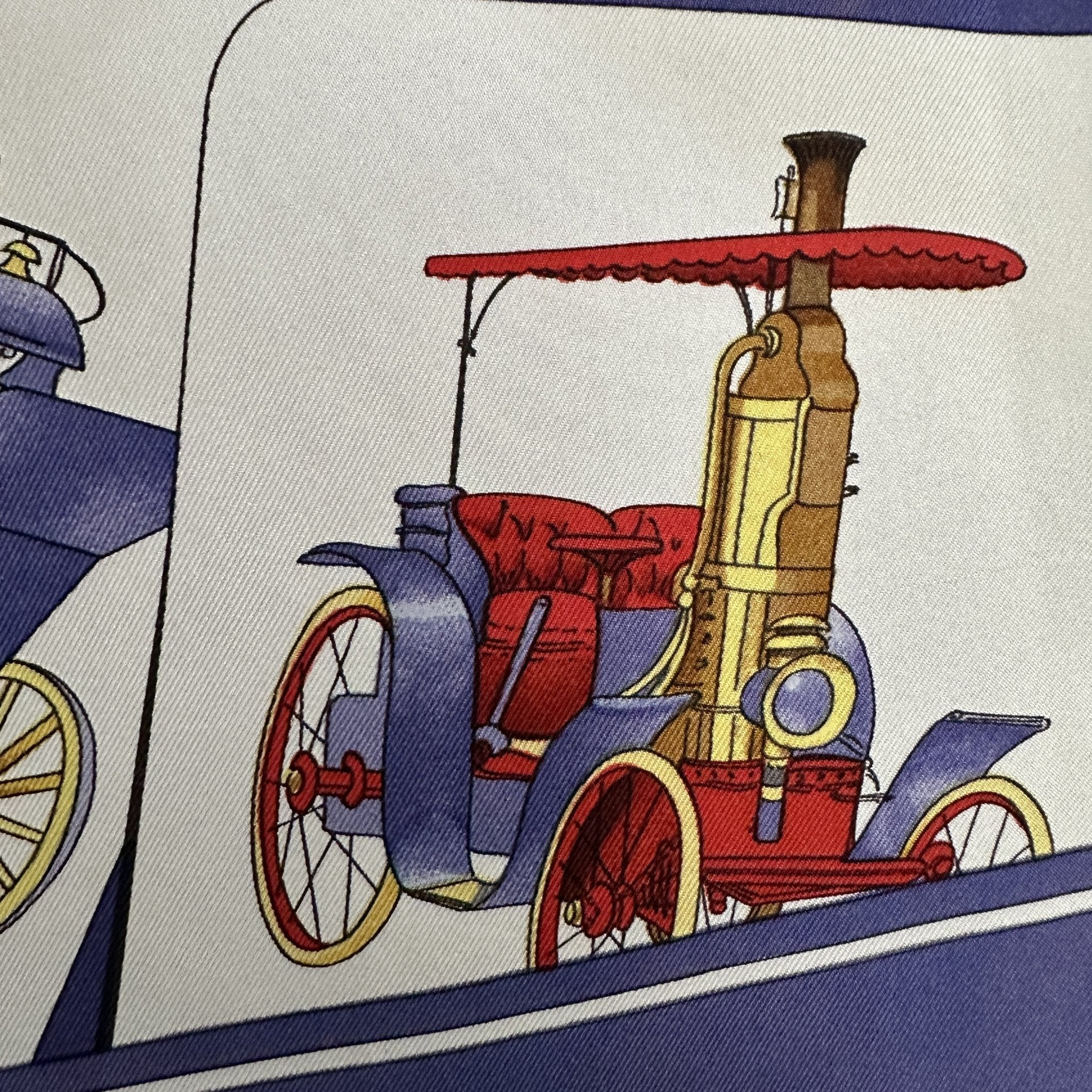 dessin de petite voiture ancienne bleue et rouge 